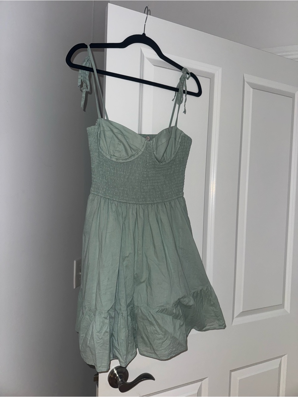 Hutch Mint Green Mini Dress with Smocked Bodice